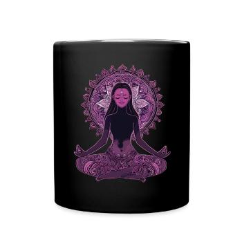 Meditation Lustiges Lachen Yoga - Tasse einfarbig - Schwarz - Vorne