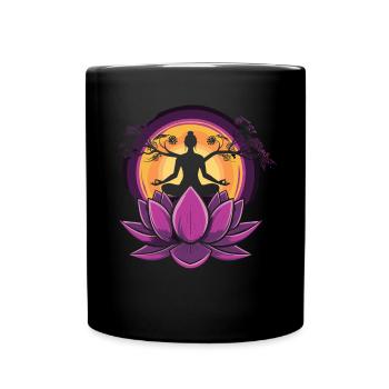 Meditation Lustiges Lachen Yoga - Tasse einfarbig - Schwarz - Vorne