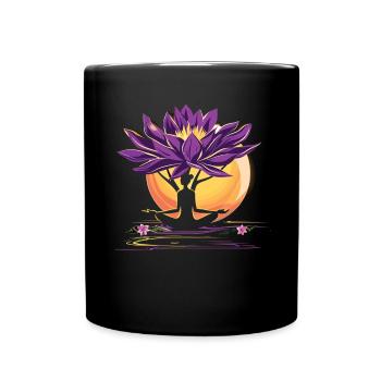 Meditation Lustiges Lachen Yoga - Tasse einfarbig - Schwarz - Vorne