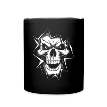 Angry skull with long teeth - Full Colour Mug - black - Front