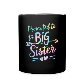 Promoted to Big Sister Tie Dye Gender Reveal - Full Colour Mug - black - Front
