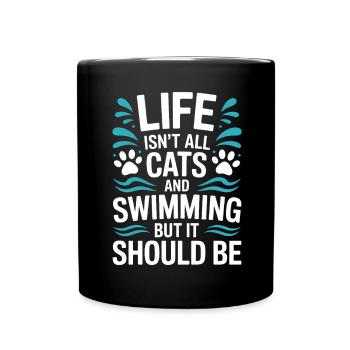 Schwimmen Spruch Katze Lustiges Schwimmen Geschenk - Tasse einfarbig - Schwarz - Vorne