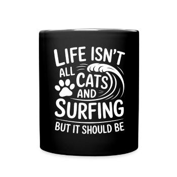 Surfing Saying Cats Funny Surfing Gift - Full Colour Mug - black - Front