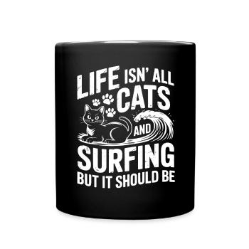Surfing Saying Cats Funny Surfing Gift - Full Colour Mug - black - Front
