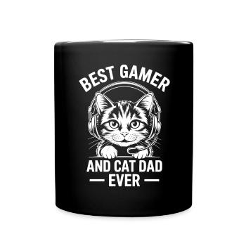 Gamer Saying Dad Cats Funny Gaming Gift - Full Colour Mug - black - Front
