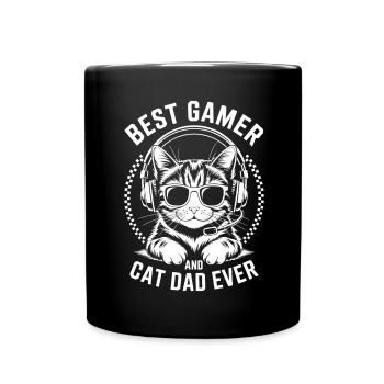 Gamer Disant Papa Chats Drôle Gaming Cadeau - Mug uni - noir - Devant