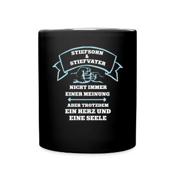 Team Stiefsohn Stiefvater Vater Sohn Partnerlook - Tasse einfarbig - Schwarz - Vorne