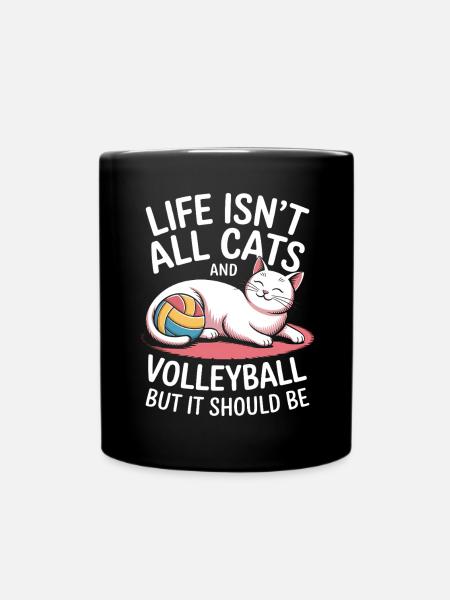 Volleyball Katze Lustiges Volleyball Geschenk - Tasse einfarbig - Schwarz