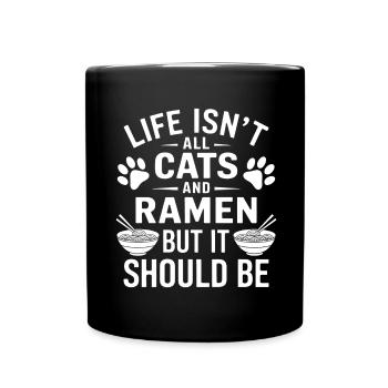 Ramen Cat Anime Funny Kawaii Ramen Gift - Full Colour Mug - black - Front