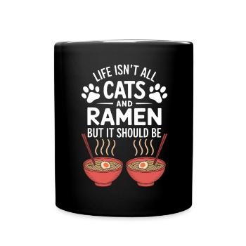 Ramen Cat Anime Funny Kawaii Ramen Gift - Full Colour Mug - black - Front