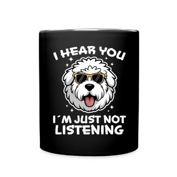 Old English Sheepdog Spruch Witz Sheepdog Geschenk - Tasse einfarbig - Schwarz - Vorne