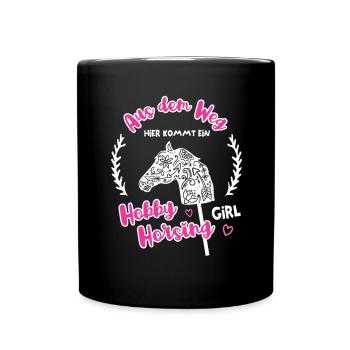 Hobby Horse Stockpferd Pferd Horsing Steckenpferde - Tasse einfarbig - Schwarz - Vorne
