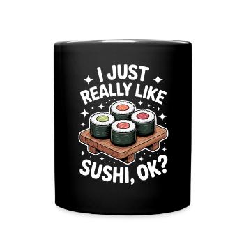 Sushi Japan Funny Kawaii Sushi Gift - Full Colour Mug - black - Front