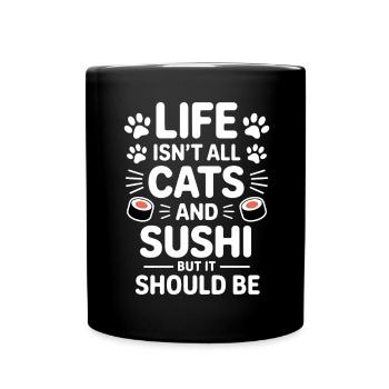 Sushi Cats Japan Funny Kawaii Sushi Gift - Full Colour Mug - black - Front