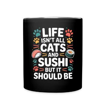 Sushi Cats Japan Funny Kawaii Sushi Gift - Full Colour Mug - black - Front