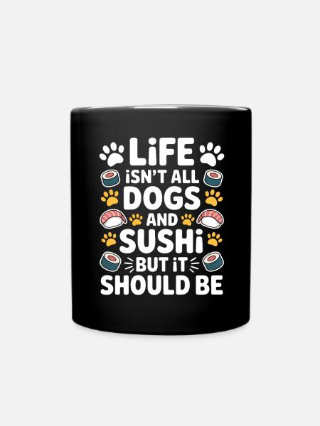 Sushi Hunde Japan Lustiges Kawaii Sushi Geschenk - Tasse einfarbig - Schwarz