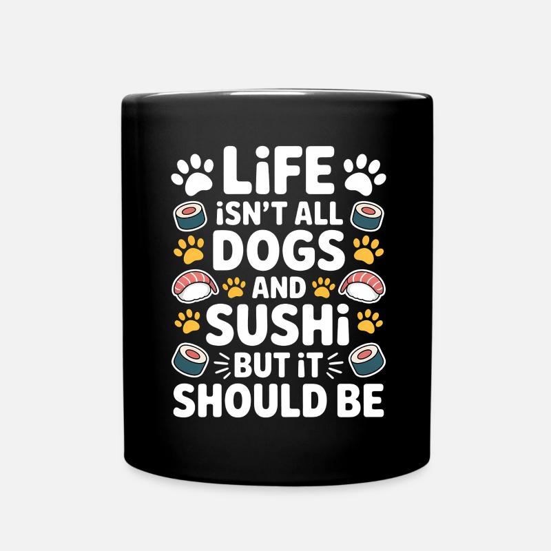 Sushi Hunde Japan Lustiges Kawaii Sushi Geschenk - Tasse einfarbig - Schwarz