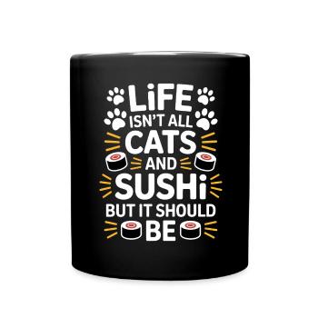 Sushi Cats Japan Funny Kawaii Sushi Gift - Full Colour Mug - black - Front