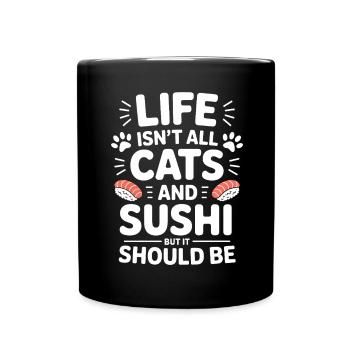 Sushi Cats Japan Funny Kawaii Sushi Gift - Full Colour Mug - black - Front
