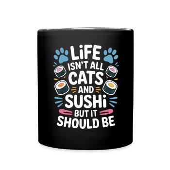 Sushi Cats Japan Funny Kawaii Sushi Gift - Full Colour Mug - black - Front