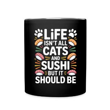 Sushi Cats Japan Funny Kawaii Sushi Gift - Full Colour Mug - black - Front