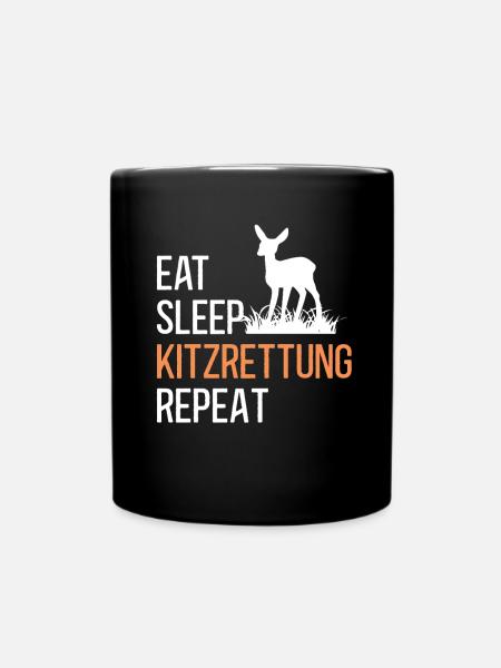 Kitzrettung Kitzretter Rehkitz Retten Tierretter - Tasse einfarbig - Schwarz