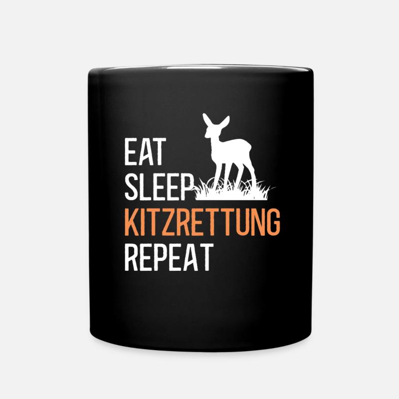 Kitzrettung Kitzretter Rehkitz Retten Tierretter - Tasse einfarbig - Schwarz