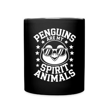 Pinguin Spruch Lustige Pinguine Geschenk - Tasse einfarbig - Schwarz - Vorne