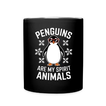 Pinguin Spruch Lustige Pinguine Geschenk - Tasse einfarbig - Schwarz - Vorne