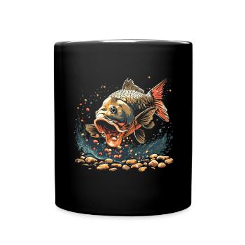 Angling Catch Fish carp fish Karpfen - Tasse einfarbig - Schwarz - Vorne