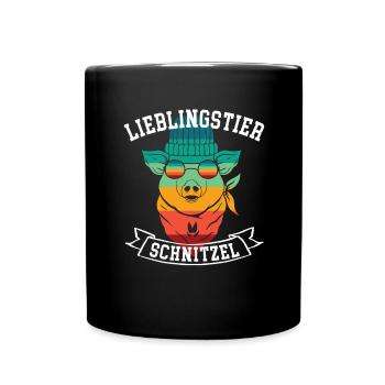 Schnitzel Fan Fleischliebhaber Schlachter Metzger - Tasse einfarbig - Schwarz - Vorne