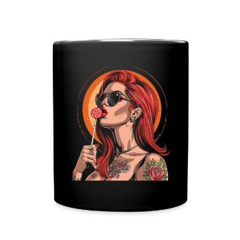 Rote Haare Rockabilly Pin Up Girl 50s - Tasse einfarbig - Schwarz - Vorne