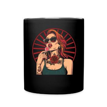 Rote Haare Rockabilly Pin Up Girl 50s - Tasse einfarbig - Schwarz - Vorne
