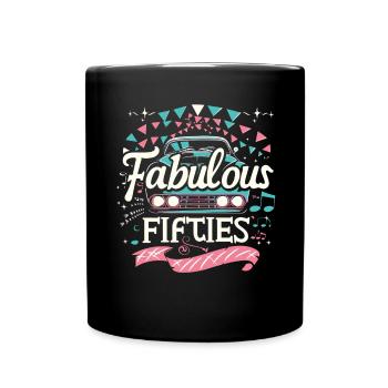 Fünfziger Jahre 1950er Auto Musik - Tasse einfarbig - Schwarz - Vorne