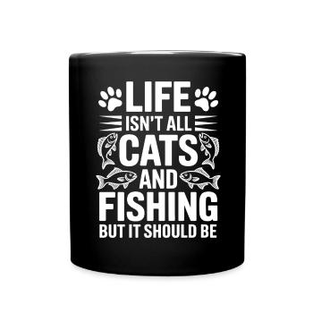 Fishing Saying Fishing Cat Funny Angler Gift - Full Colour Mug - black - Front