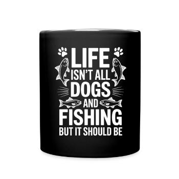 Fishing Saying Fishing Dogs Funny Angler Gift - Full Colour Mug - black - Front