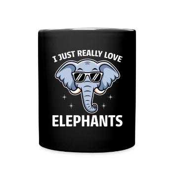 Elefanten Spruch Afrika Lustige Elefanten Geschenk - Tasse einfarbig - Schwarz - Vorne
