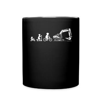 Evolution Liebhaber von Baggern - Tasse einfarbig - Schwarz - Vorne