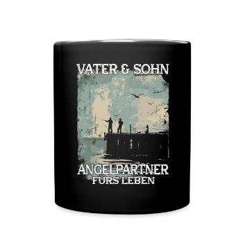 Père et fils en tant que partenaires de pêche - Mug uni - noir - Devant