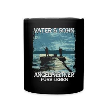 Père et fils en tant que partenaires de pêche - Mug uni - noir - Devant