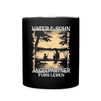 Père et fils en tant que partenaires de pêche - Mug uni - noir - Devant