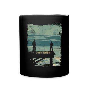 Père et fils en tant que partenaires de pêche - Mug uni - noir - Devant