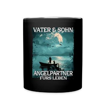 Père et fils en tant que partenaires de pêche - Mug uni - noir - Devant