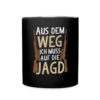 Jäger Jagen Jagd Jungjäger Jagdzeit Jagdschein - Tasse einfarbig - Schwarz - Vorne