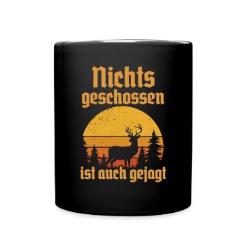 Jäger Jagd Hirsch Rotwild Jagen Jungjäger - Tasse einfarbig - Schwarz - Vorne