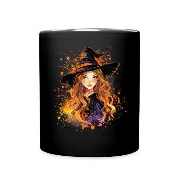 Gruselige Pin-up-hexe Halloween - Tasse einfarbig - Schwarz - Vorne