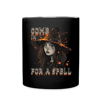 Gruselige Pin-up-hexe Halloween - Tasse einfarbig - Schwarz - Vorne