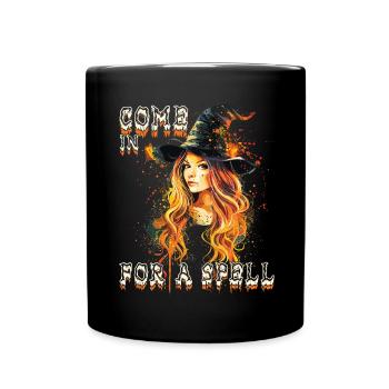 Gruselige Pin-up-hexe Halloween - Tasse einfarbig - Schwarz - Vorne