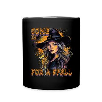 Gruselige Pin-up-hexe Halloween - Tasse einfarbig - Schwarz - Vorne