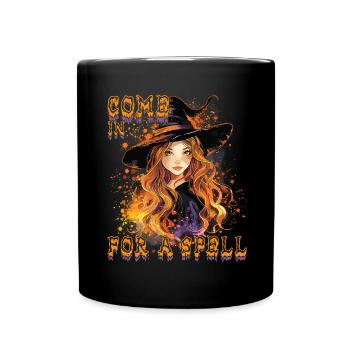 Gruselige Pin-up-hexe Halloween - Tasse einfarbig - Schwarz - Vorne